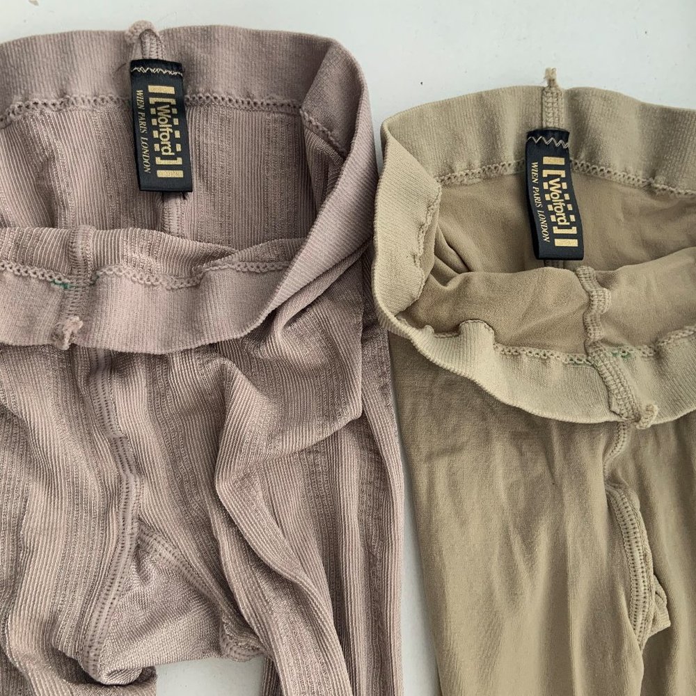 Wolford pantyhose XS 2 pairs, beige tones, satin touch